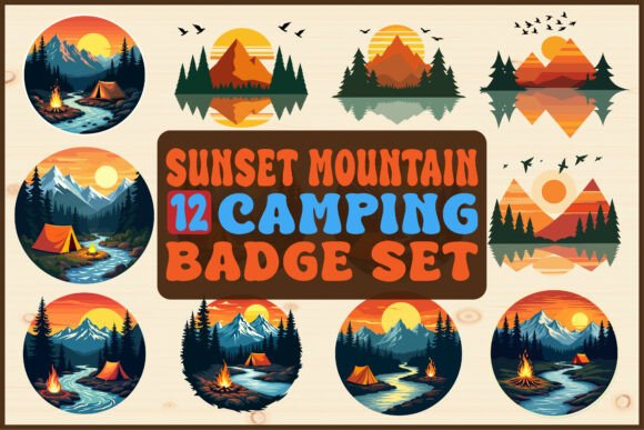 Sunset Mountain Camping Badge Set Review