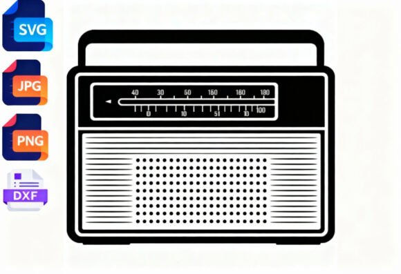Vintage Radio SVG Clipart Retro Music